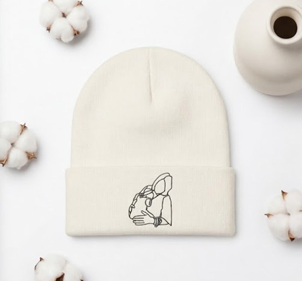 Custom Mom Beanie with Embroidered Portrait from Photo, Personalized Mother's Day Gifts