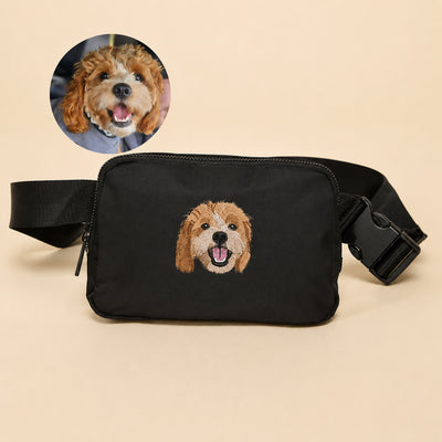 Custom Embroidered Pet Portrait Belt Bag🐾