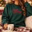 Merry Bow Embroidered Christmas Sweatshirt & Hoodie – Cute Holiday Crewneck Pullover, Coquette Christmas Style, Festive Gift for Women