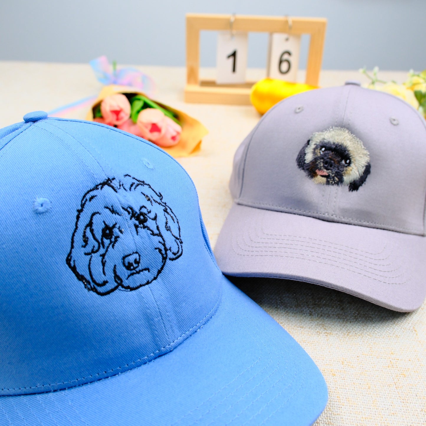 Custom Pet Photo Embroidered Hat with Name, Personalized Dog & Cat Portrait Cap, Pet Lover Gift, Pet Mom Gift, Pet Dad Gift
