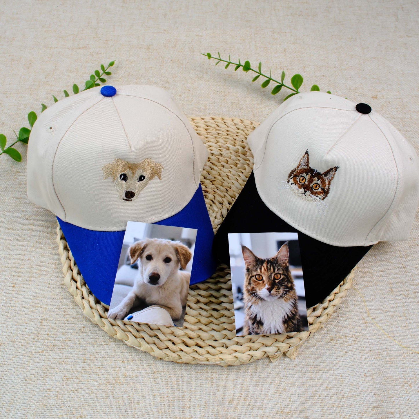 Personalized Dog Face Embroidered Hat, Custom Pet Photo Two-Tone Baseball Cap with Name, Dog Mom Gift, Dog Dad Gift