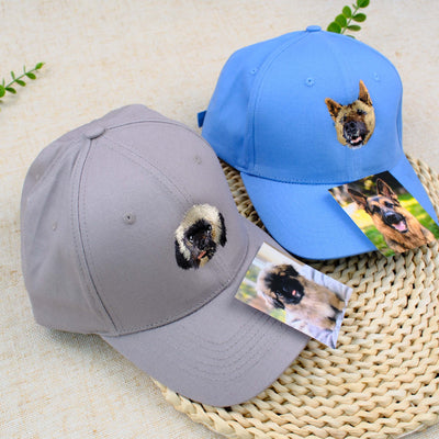 Custom Dog Photo Embroidered Dad Hat with Name, Personalized Dog Face Hat, Dog Mom Gift, Dog Dad Gift