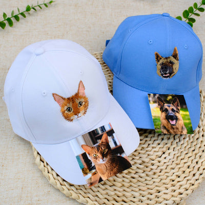 Custom Cat Photo Embroidered Dad Hat with Name, Personalized Cat Face Hat, Gift for Cat Moms, Cat Dads & Cat Lovers