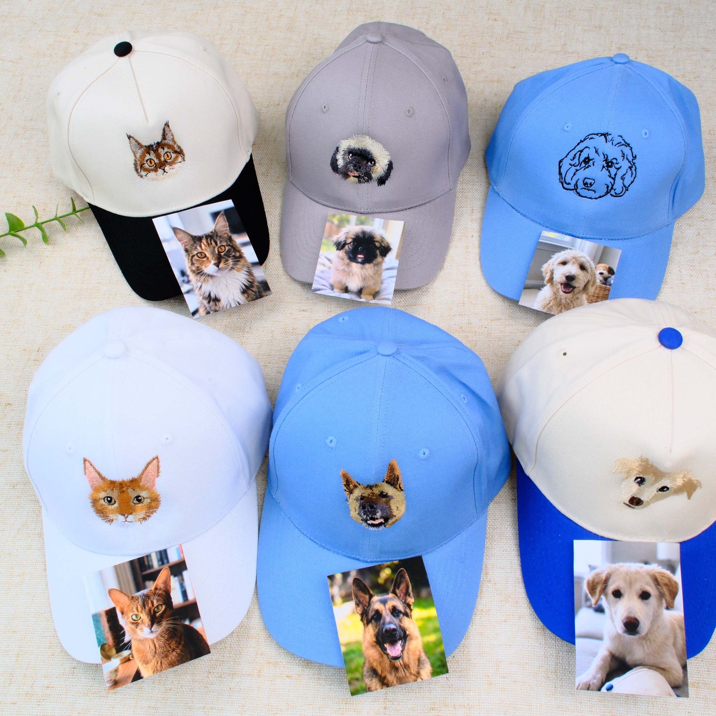 Personalized Dog Face Embroidered Hat, Custom Pet Photo Two-Tone Baseball Cap with Name, Dog Mom Gift, Dog Dad Gift