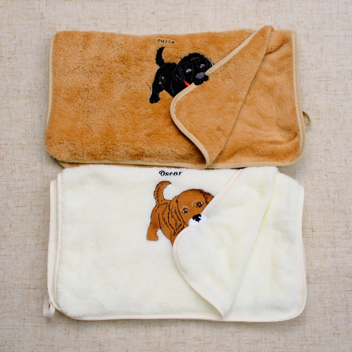 Personalized Pet Embroidered Coral Fleece Towel, Custom Dog Photo Bath Towel & Hand Towel, Soft Plush Pet Lover Gift