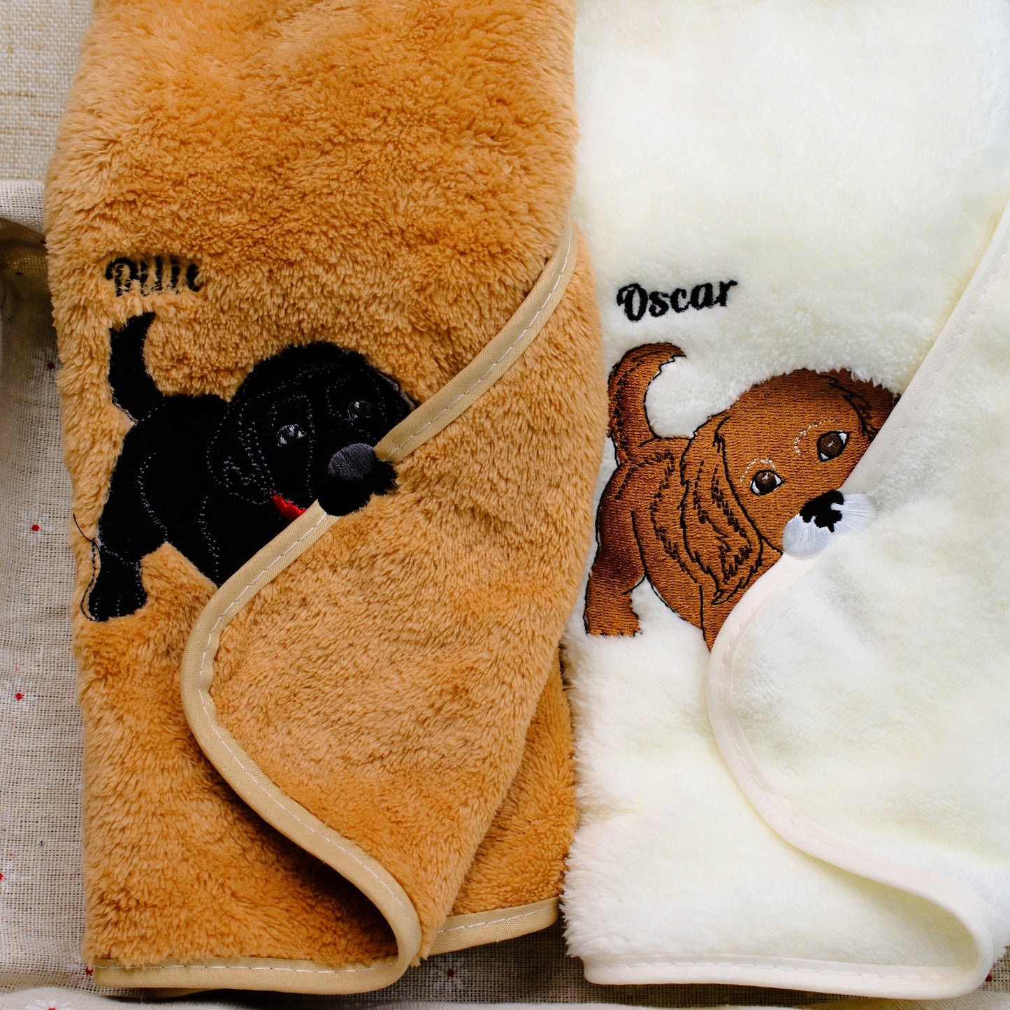 Personalized Pet Embroidered Coral Fleece Towel, Custom Dog Photo Bath Towel & Hand Towel, Soft Plush Pet Lover Gift