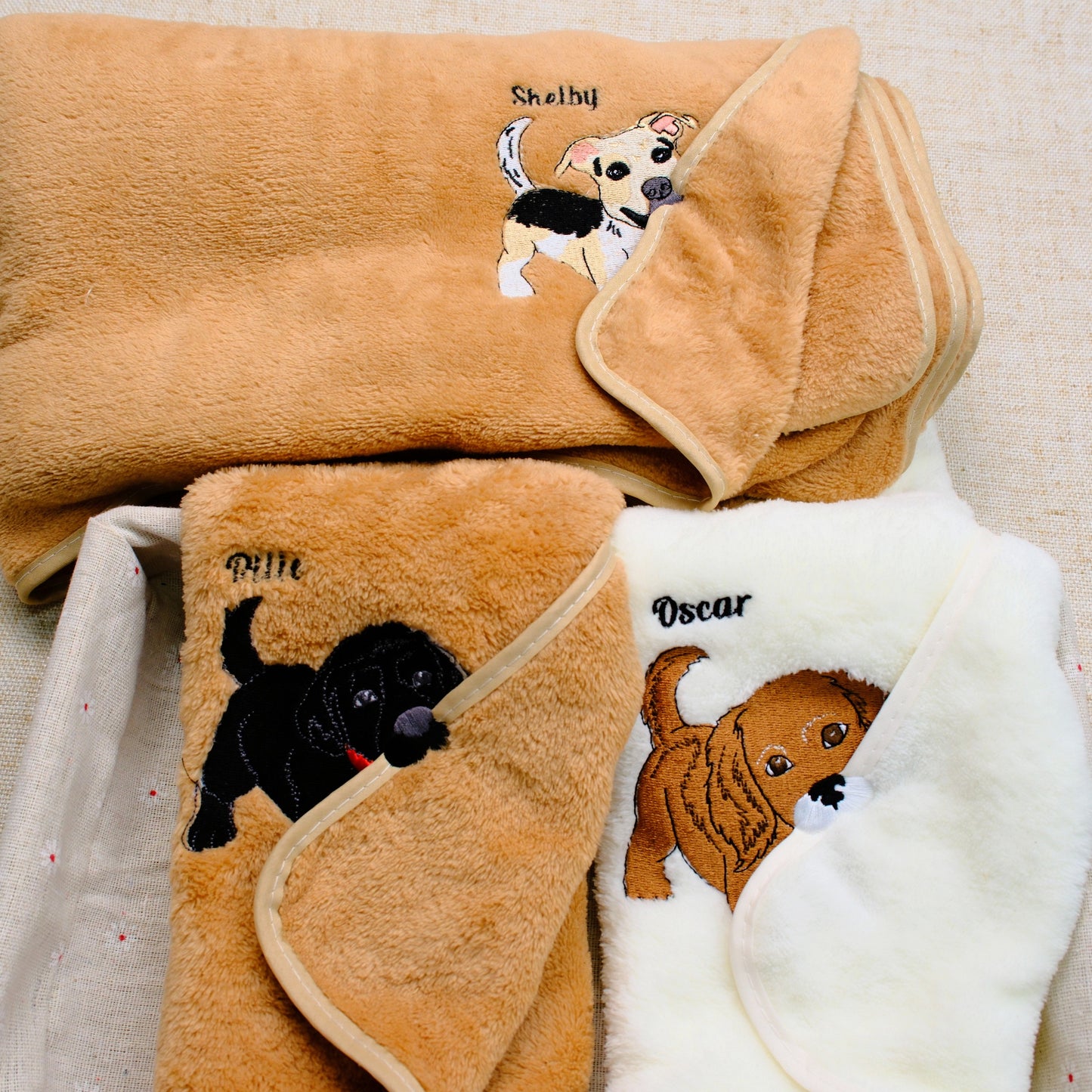 Personalized Pet Embroidered Coral Fleece Towel, Custom Dog Photo Bath Towel & Hand Towel, Soft Plush Pet Lover Gift