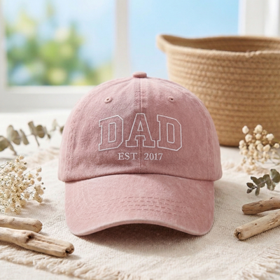 Custom Fathers Day Dad Est Hat, Personalized Embroidered Gift for Dad Grandpa