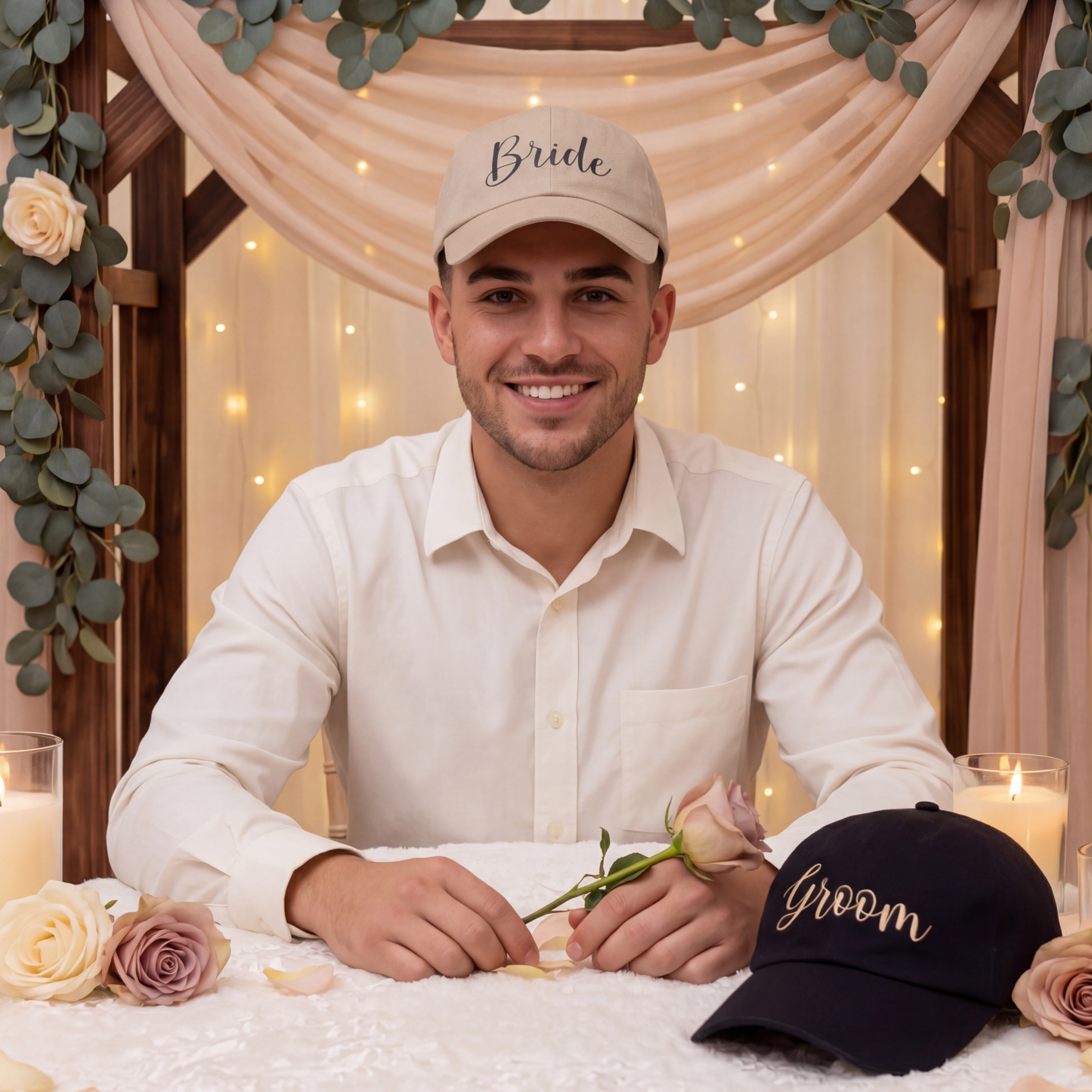 Personalized Anniversary Hat for Wedding, Embroidered Gift for Bridesmaid Groomsman