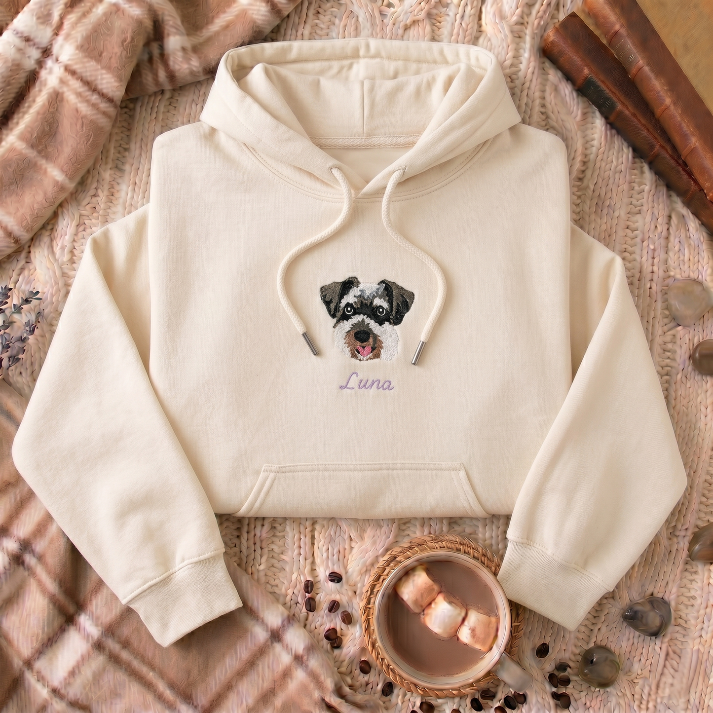 Embroidered Pet Portrait Organic Hoodie/Sweatshirt