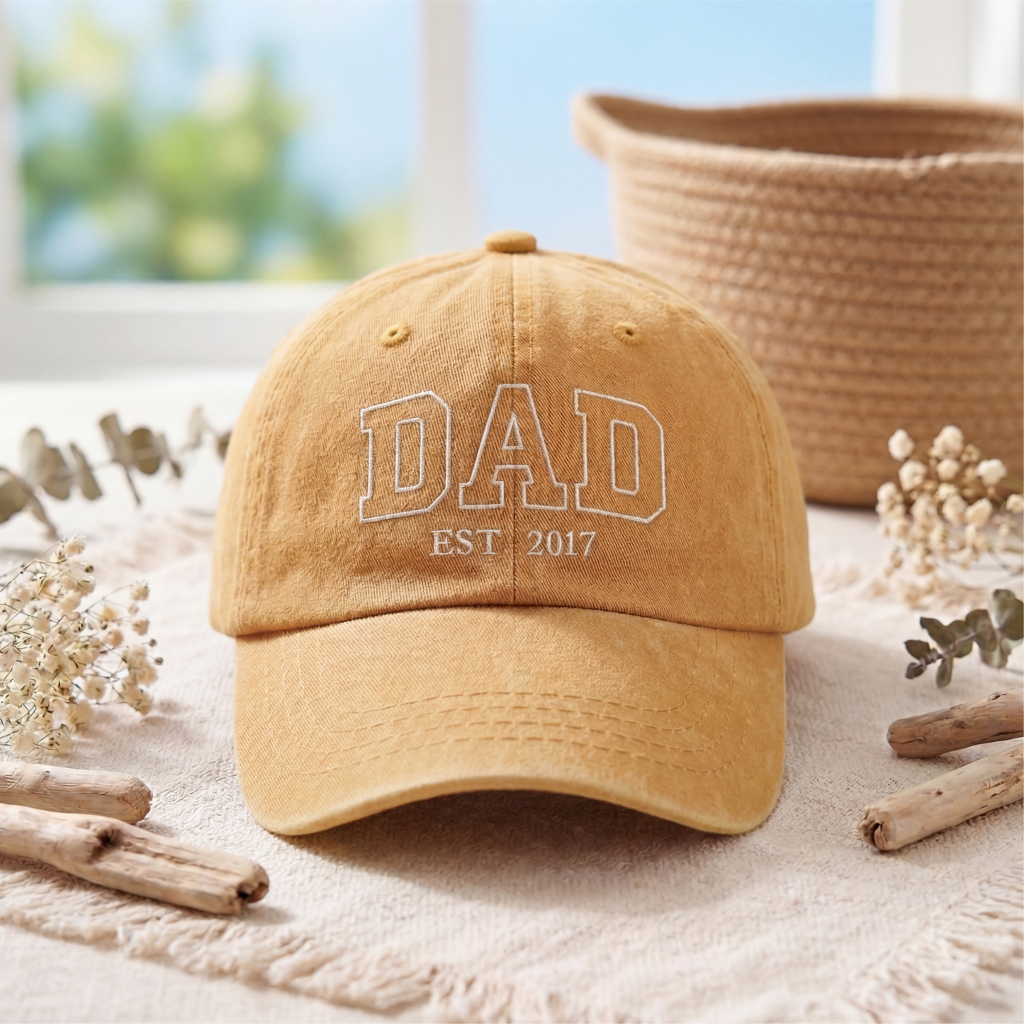 Custom Grandpa EST Hat, Personalized Embroidered Gift for Grandpa Dad Father's Day