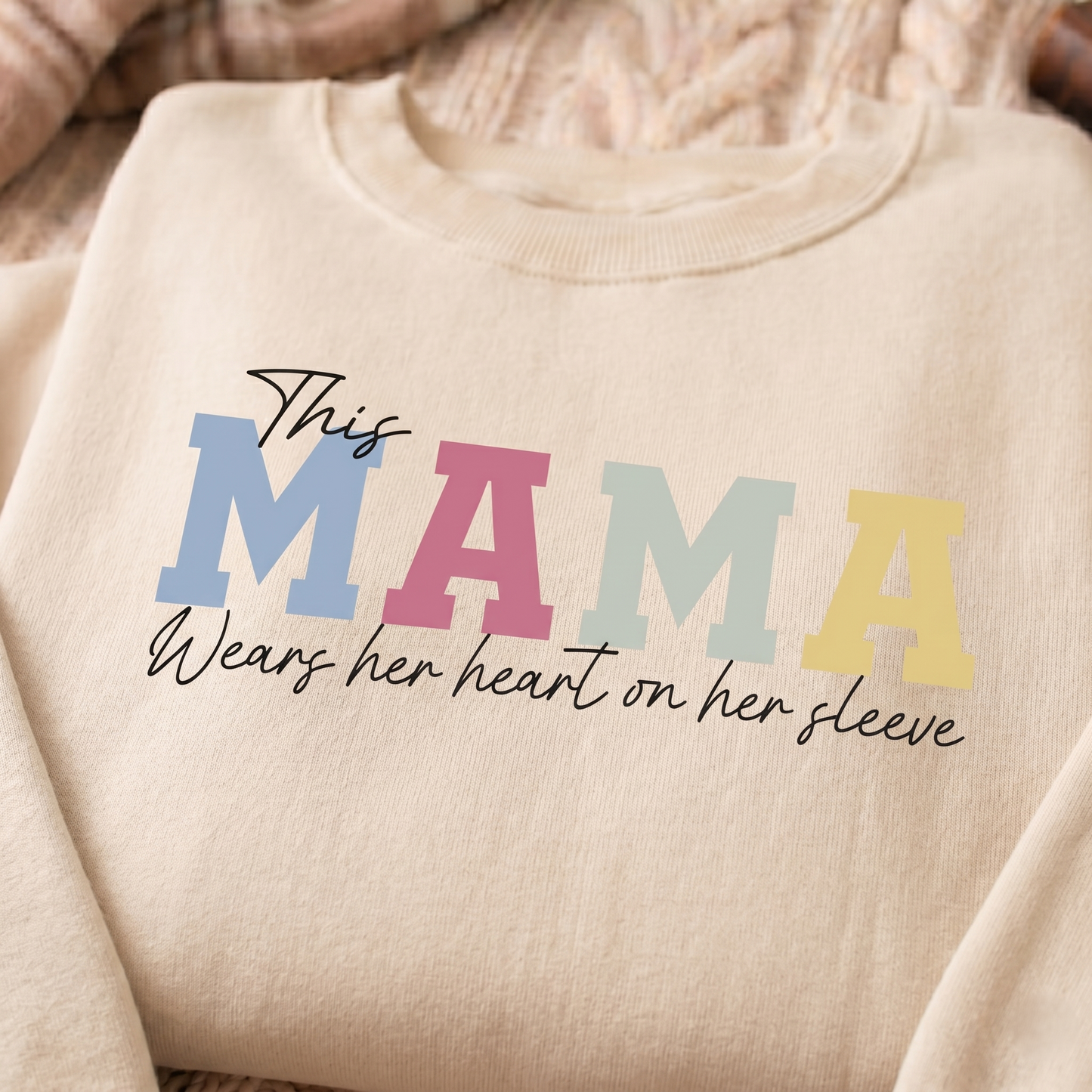 Personalized MAMA Wears Her Heart On Her Sleeve Sweatshirt/Hoodie