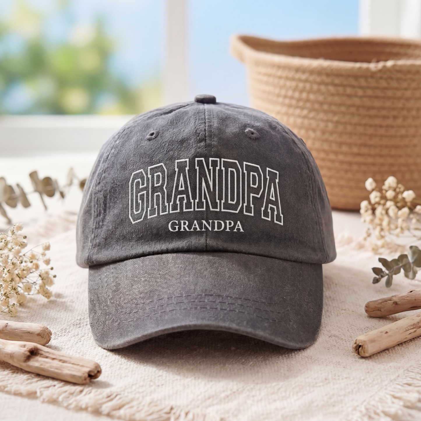Custom Grandpa EST Hat, Personalized Embroidered Gift for Grandpa Dad Father's Day