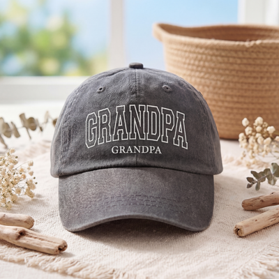 Custom Grandpa EST Hat, Personalized Embroidered Gift for Grandpa Dad Father's Day