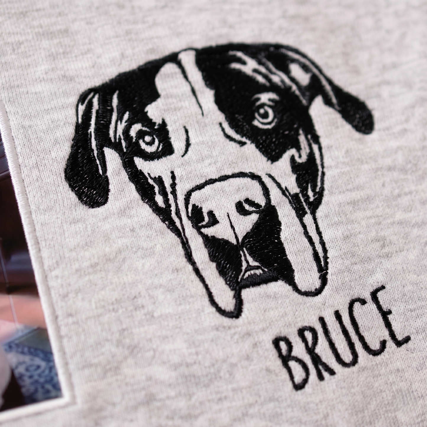 Custom Pet Facial Portrait Embroidered Outline Hoodie Sweatshirt