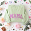 Custom Embroidered Glitter Vinyl MAMA Sweatshirt-Gift For Mom & Grandma