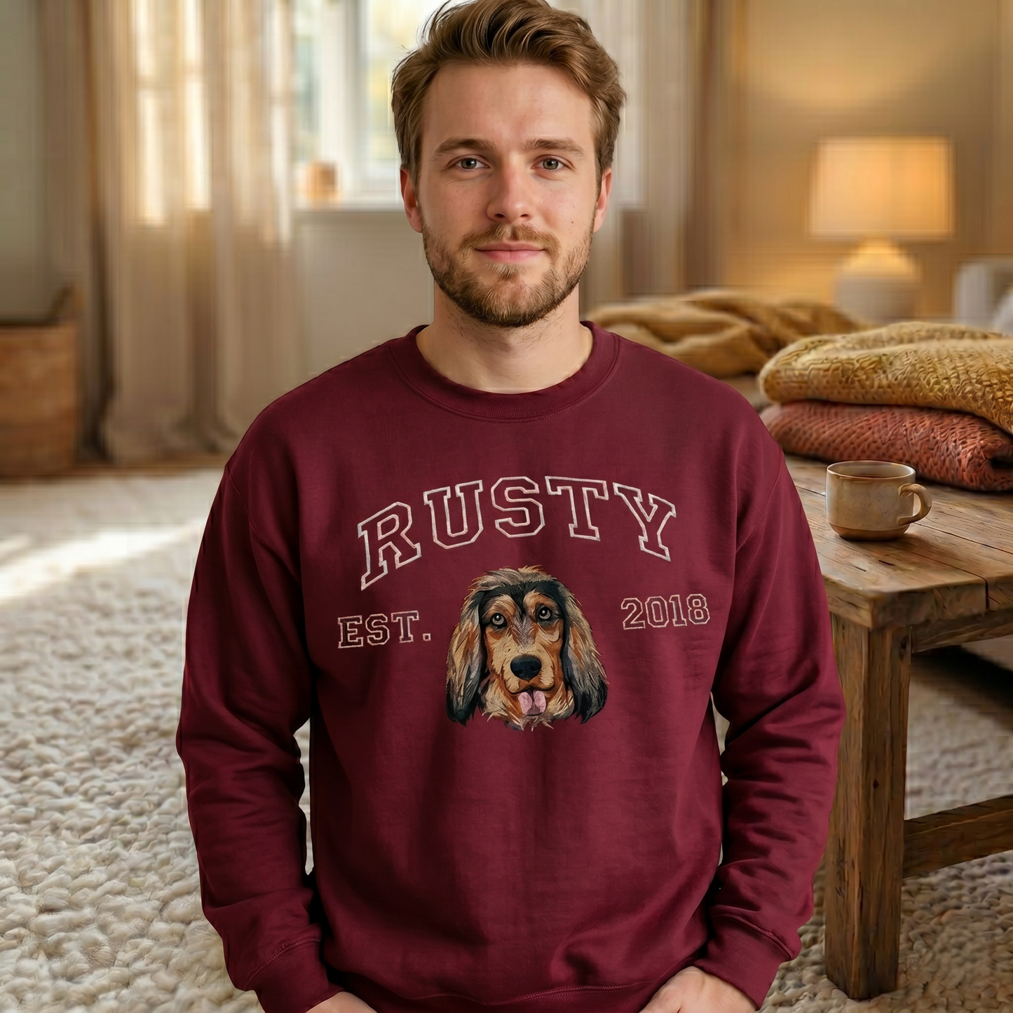 Embroidered Pet Portrait Organic Sweatshirt