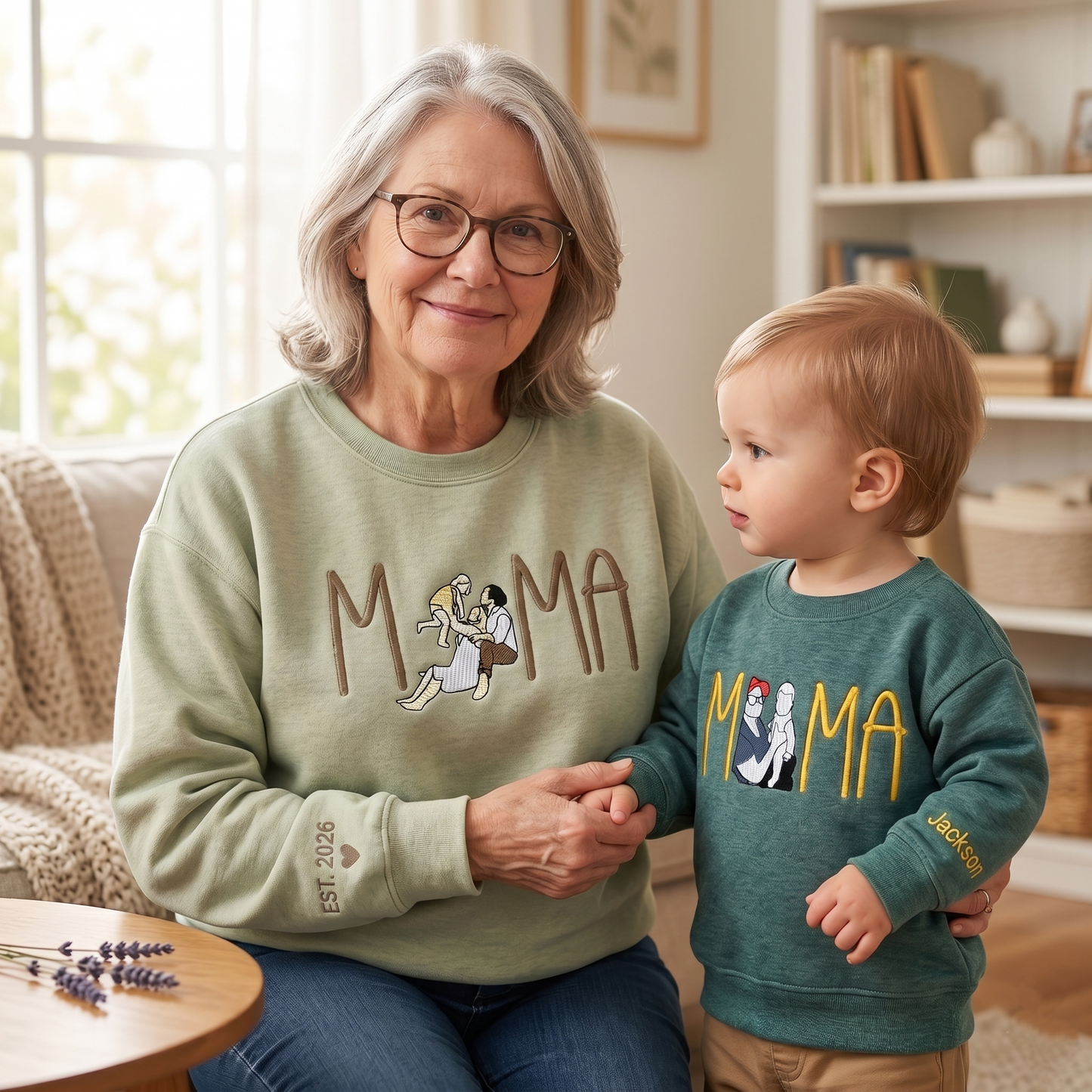 Mom Portrait Sweatshirt or Hoodie from Embroidered Photo, Meaningful Gifts for Mother's Day
