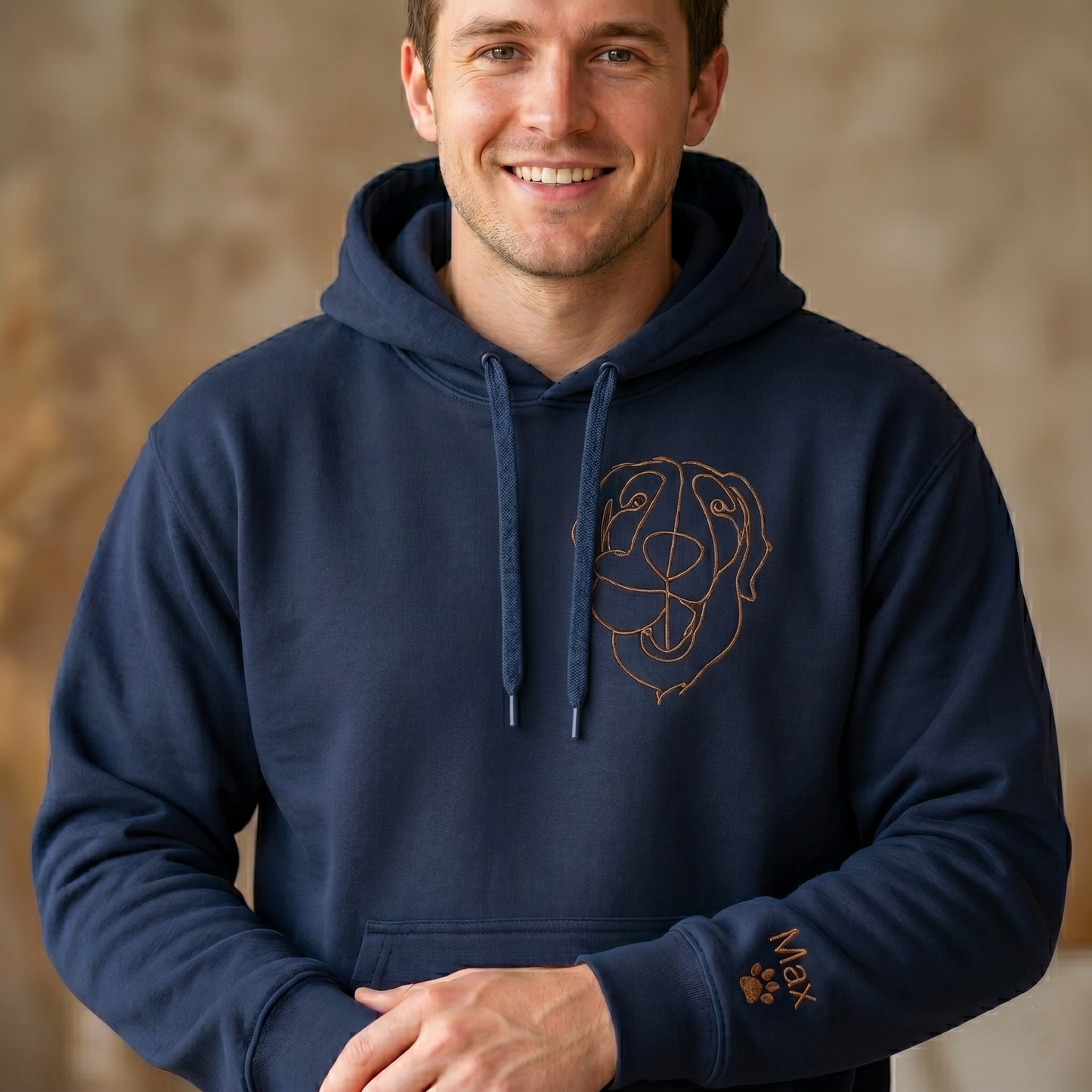 Custom Embroidered Hoodie Pet Line Drawing with Pet Portraits