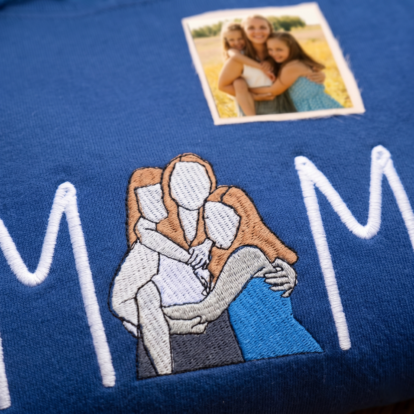 Mom Portrait Sweatshirt or Hoodie from Embroidered Photo, Meaningful Gifts for Mother's Day