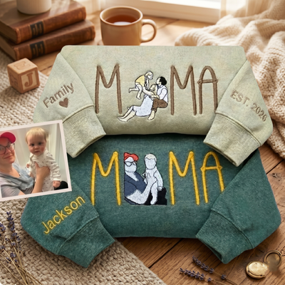 Mom Portrait Sweatshirt or Hoodie from Embroidered Photo, Meaningful Gifts for Mother's Day