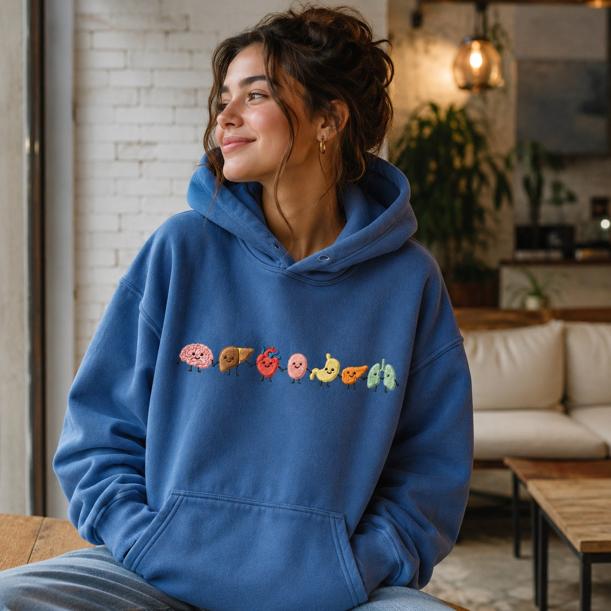 Embroidered Organ Friends Sweatshirt – Cute Anatomy Crewneck & Hoodie, Healthcare Student Gift