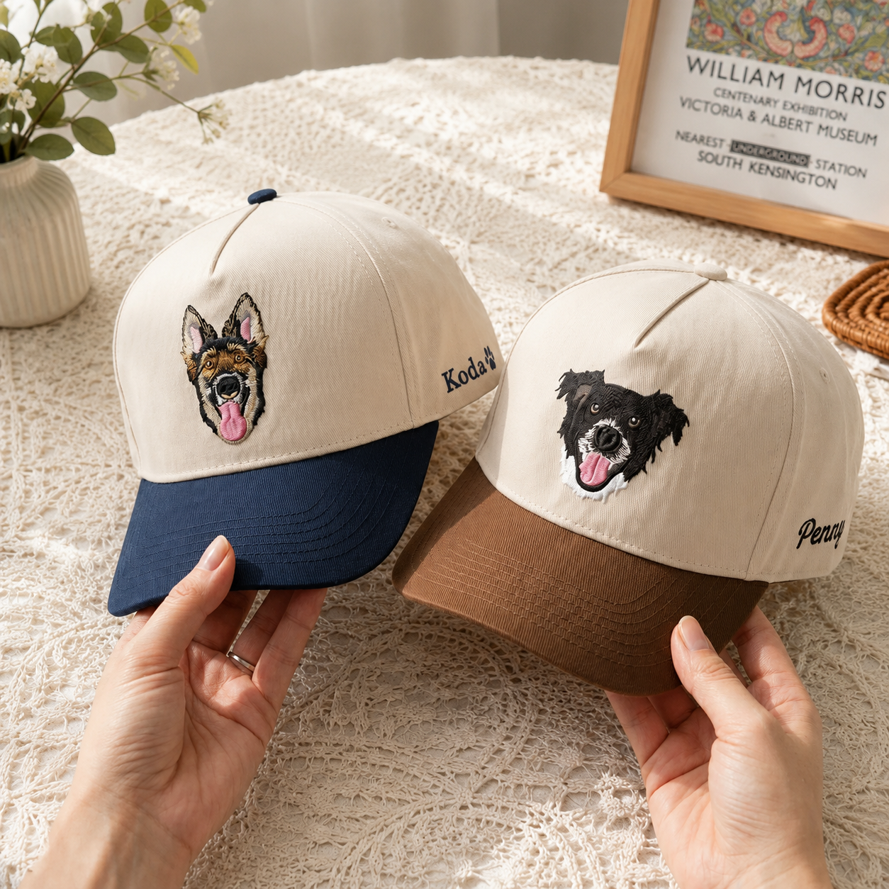 Custom Pet Photo Snapback Hats - Embroidered Dog, Cat or any Pet Portrait Caps