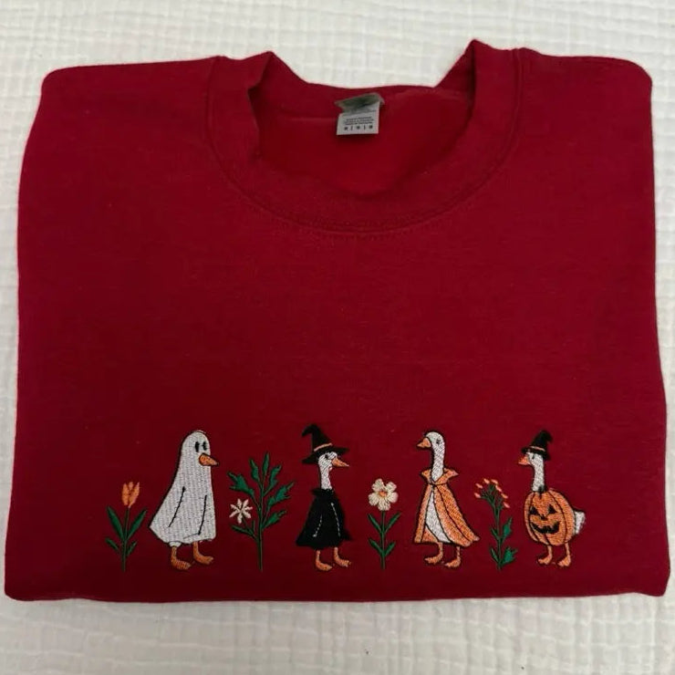 Spooky goose Halloween embroidered spooky season sweatshirt