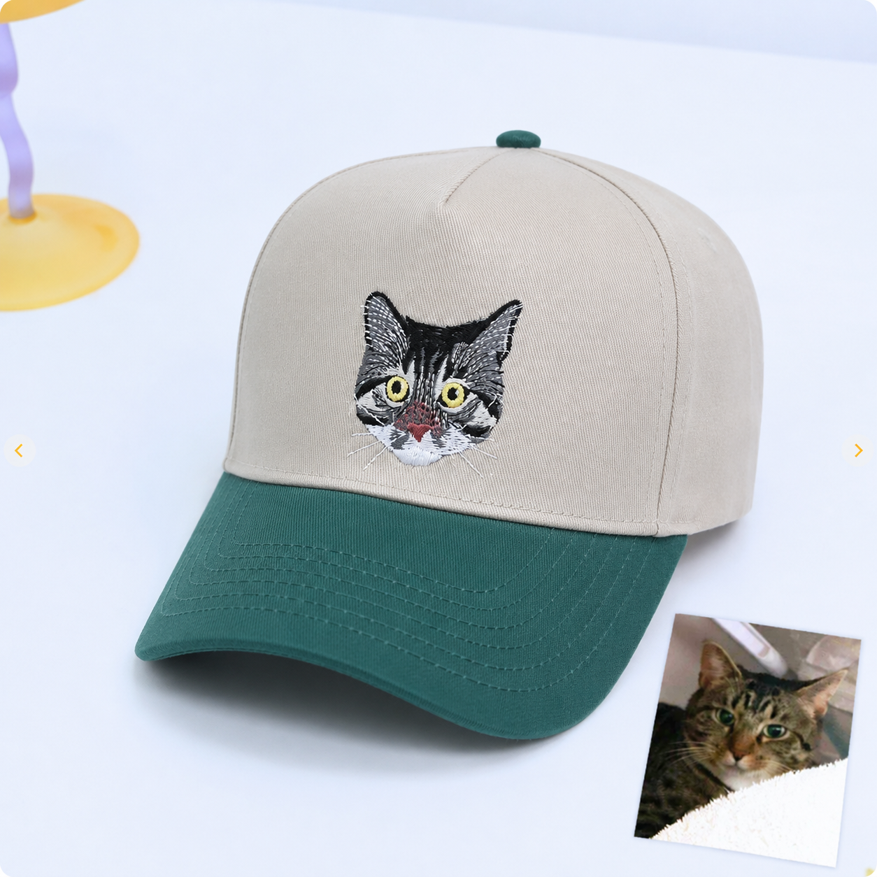 Custom Pet Photo Embroidered Hat with Name, Personalized Dog & Cat Portrait Cap, Pet Lover Gift, Pet Mom Gift, Pet Dad Gift