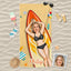Personalized AI Cartoon Beach Towel | Custom Photo, Name & Sports Theme Gift