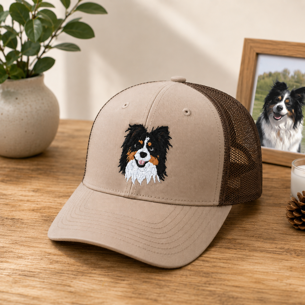 Custom Pet Photo Embroidered Hat with Name, Personalized Dog & Cat Portrait Cap, Pet Lover Gift, Pet Mom Gift, Pet Dad Gift