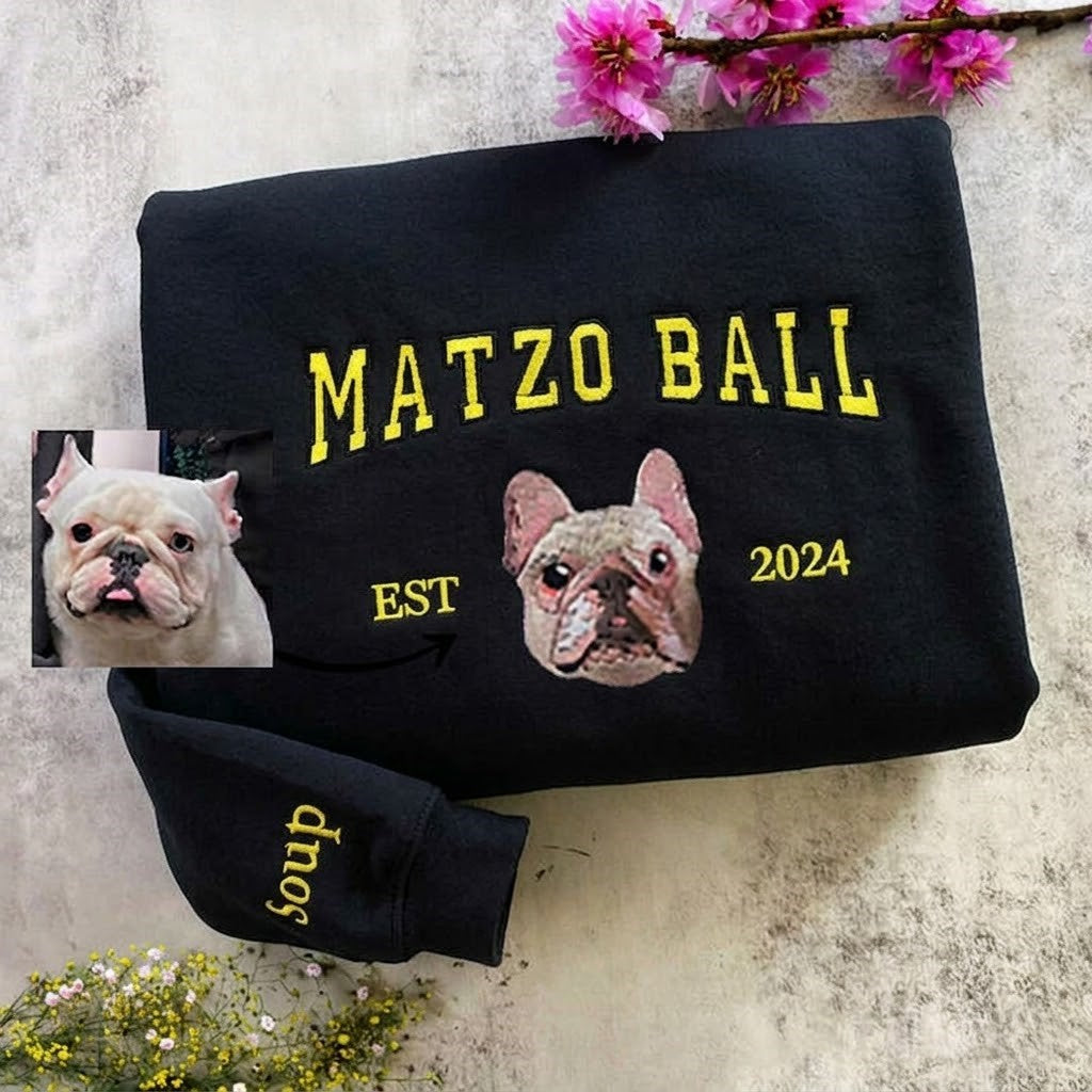 Personalized Embroidered Sweatshirt with Pet Portraits and Names