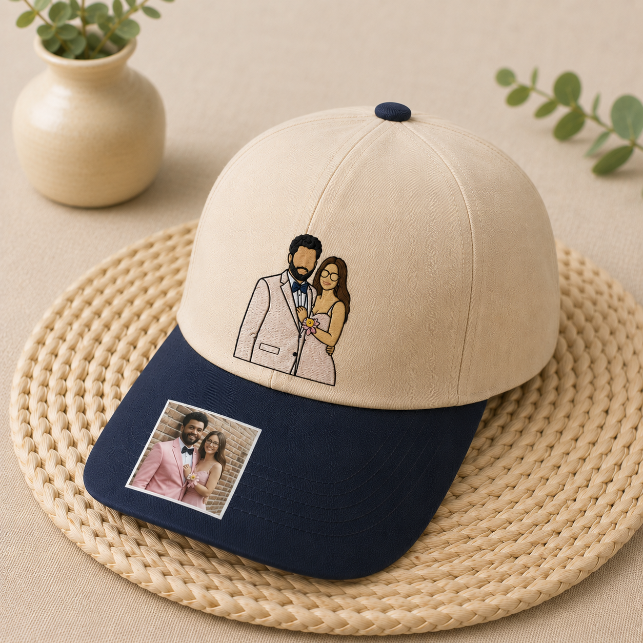 Romantic Couple Gift Personalized Couple Dad hat with Your Photo--Dad hatfor Boyfriend Girlfriend, Personalized Anniversary & Valentine’s Day Gift