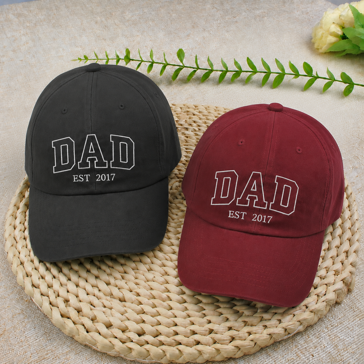 Custom Fathers Day Dad Est Hat, Personalized Embroidered Gift for Dad Grandpa