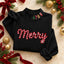 Embroidered Merry christmas  Mockneck Sweatshirt, Christmas Candy Cane Crewneck, Cozy Holiday Sweater, gift for her