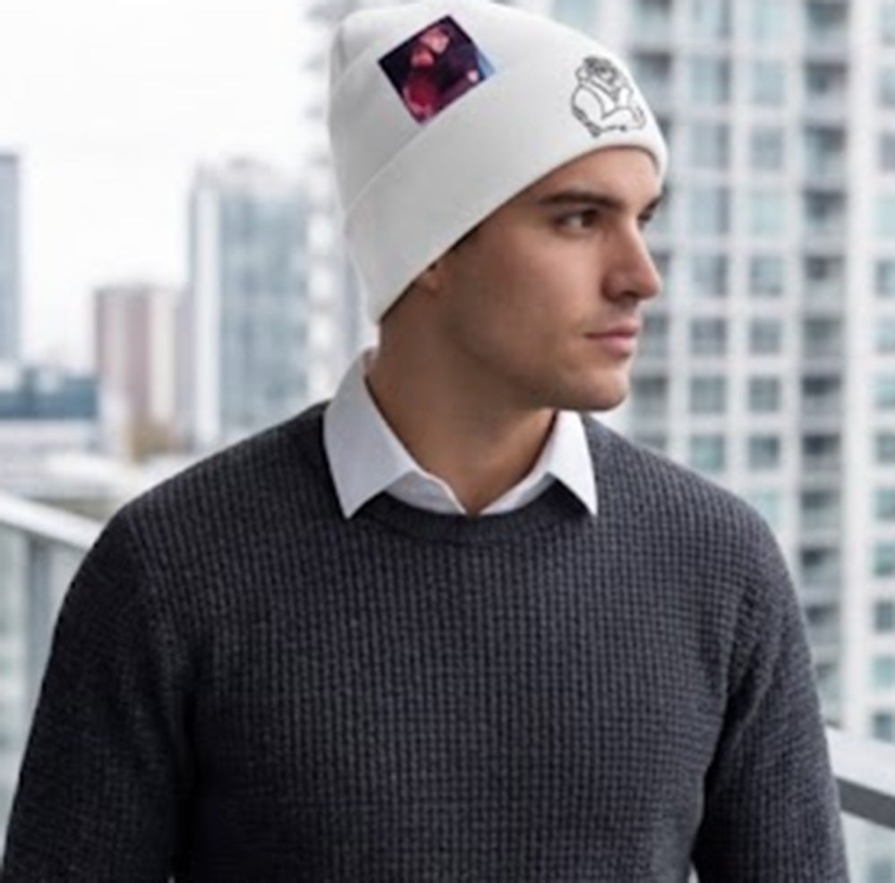 Custom Couple Beanie with Embroidered Portrait from Photo, His and Her Anniversary Gifts
