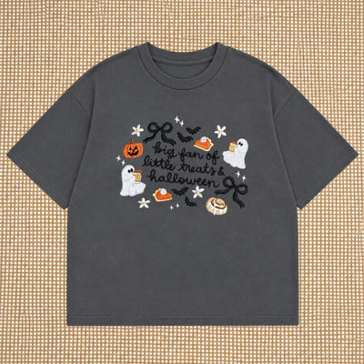 Cute Halloween Embroidered Sweatshirt/Hoodie/Tshirt – Spooky Season Ghost Pumpkin Cozy Crewneck for Women