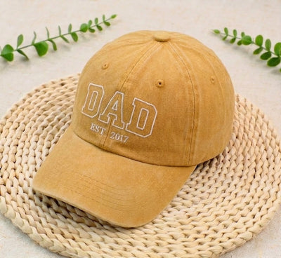 Custom Grandpa EST Hat, Personalized Embroidered Gift for Grandpa Dad Father's Day