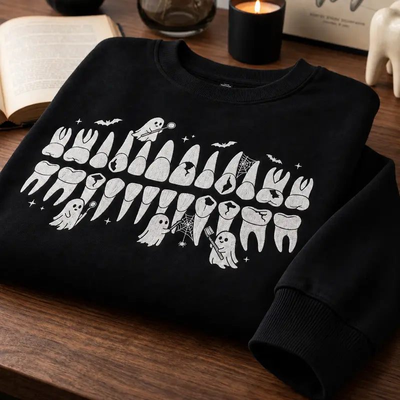 Halloween Dental Sweatshirt, Funny Dentist Crewneck, Dental Hygienist Gift, Tooth Lover Shirt