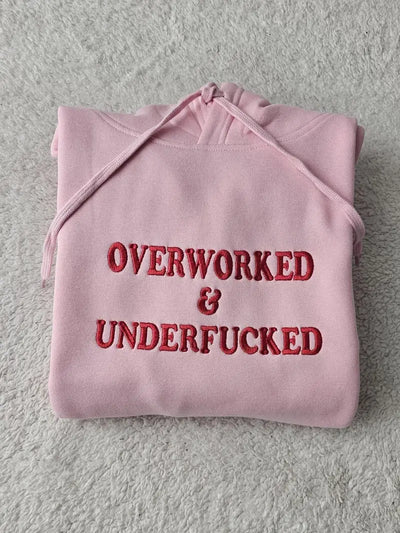 Funny Slogan Red Overworked & UnderFuker TShirt, Sweatshirt, Hoodie, Unisex Streetwear