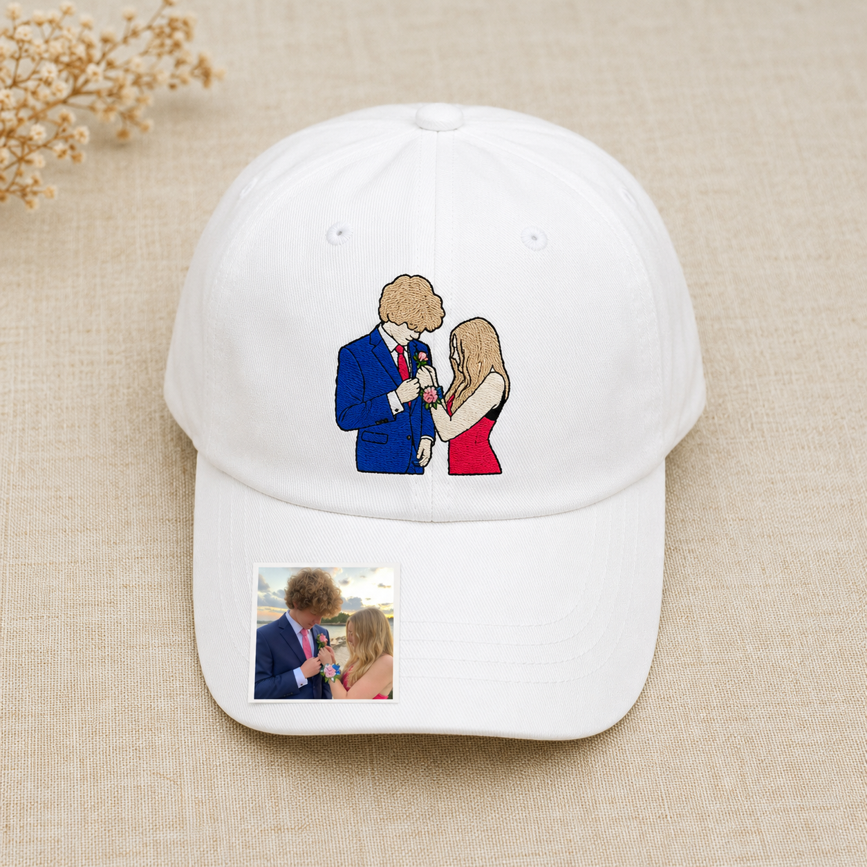 Romantic Couple Gift Personalized Couple Dad hat with Your Photo--Dad hatfor Boyfriend Girlfriend, Personalized Anniversary & Valentine’s Day Gift