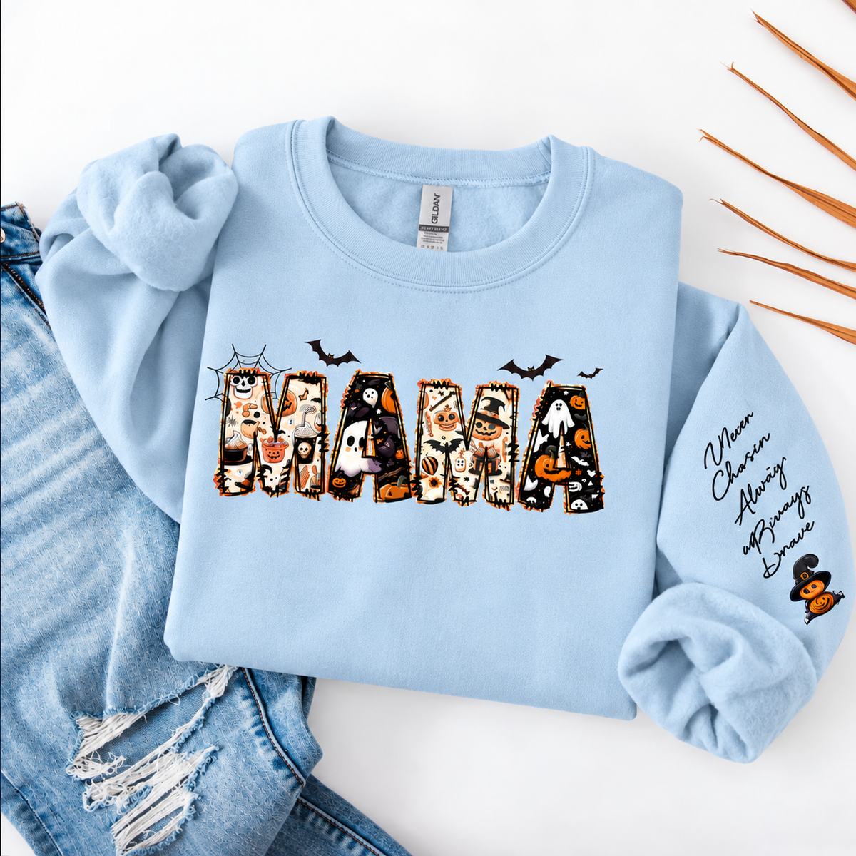 Personalized Halloween Mama Sweatshirt,Spooky Mama Shirt,Gift for Mom,Spooky Mama Sweatshirt, Halloween Shirt,Custom Name Halloween