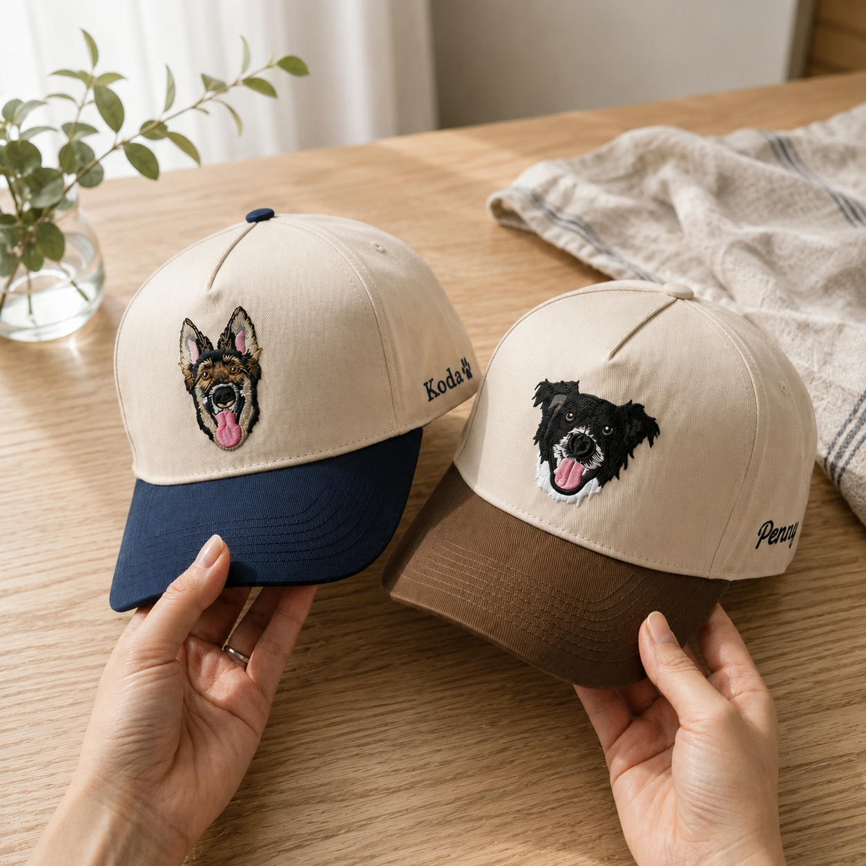 Custom Pet Photo Snapback Hats - Embroidered Dog, Cat or any Pet Portrait Caps