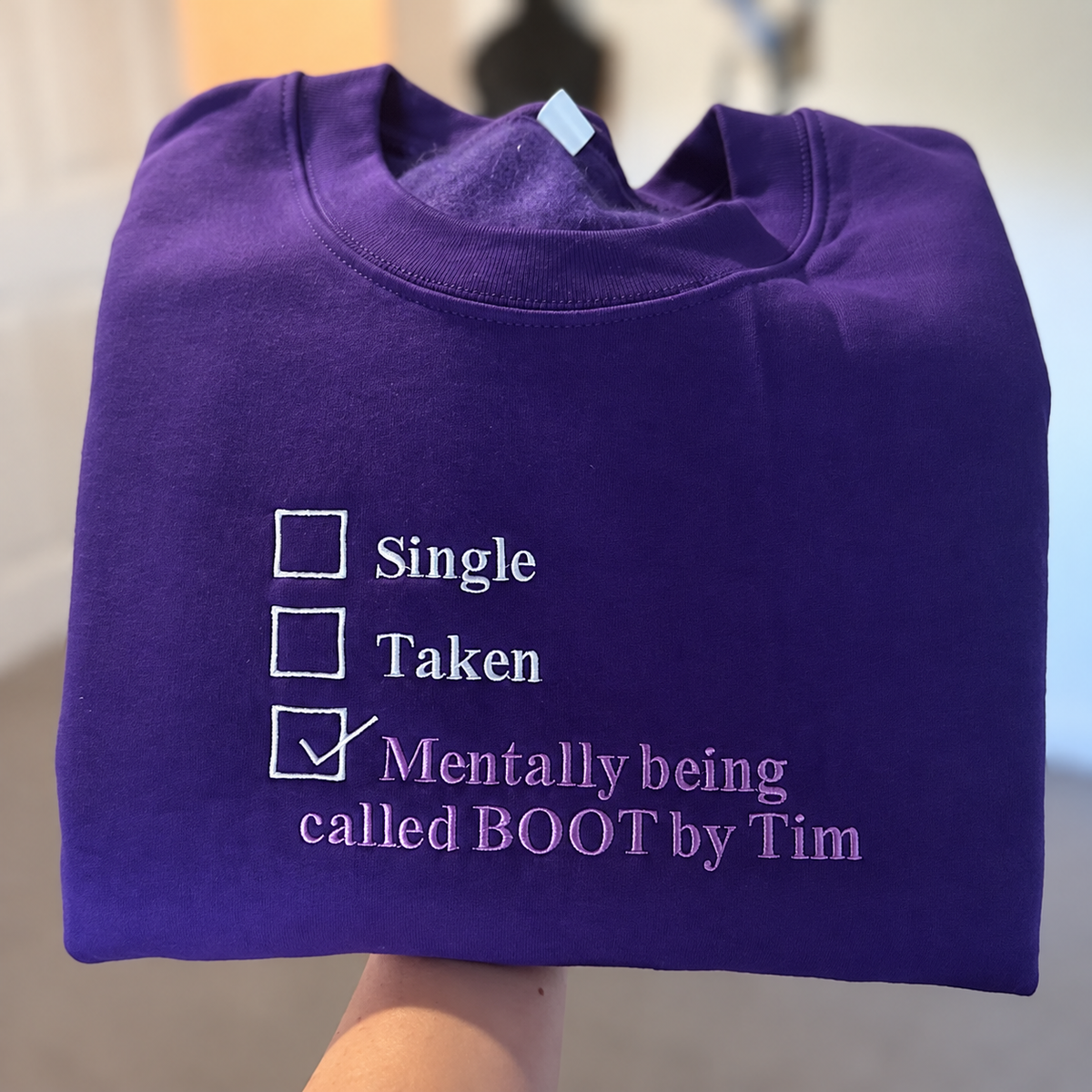 Custom Mentally Taken Embroidered Sweatshirt, Personalized Name Crewneck, Funny Relationship Status Shirt, Custom Text Gift