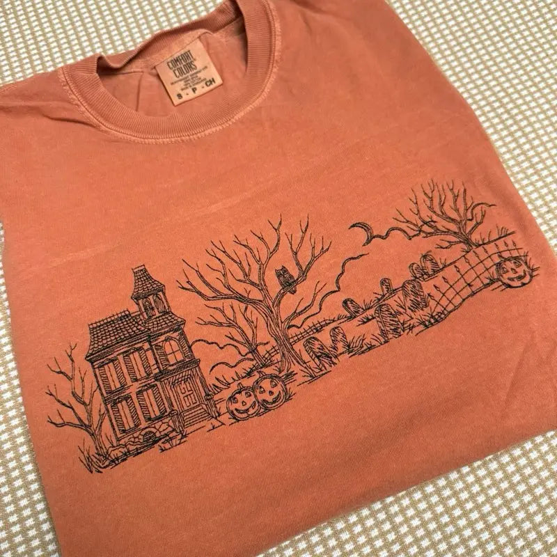 Vintage Haunted House Halloween Sweatshirt/T-Shirt/Hoodie – Spooky Season Fall Crewneck