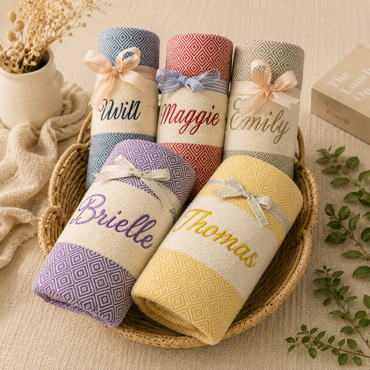 Personalized Name Beach Towel – Oversized 70x40 Inch Turkish Cotton Towel, Custom Gift for Beach, Wedding & Bachelorette Party