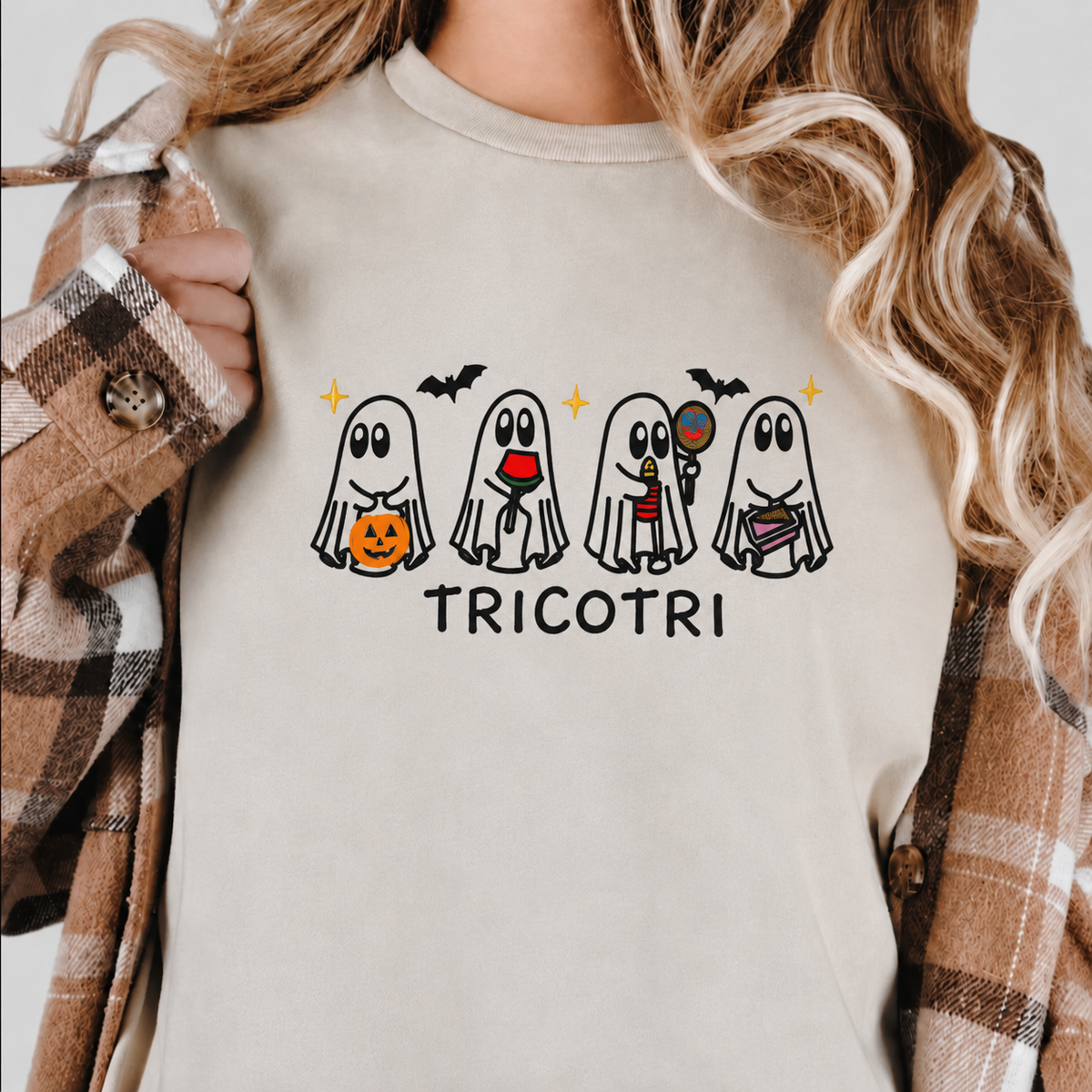 Tricotri Halloween Embroidered Crewneck Sweatshirt, Spooky Unisex Embroidered Sweater