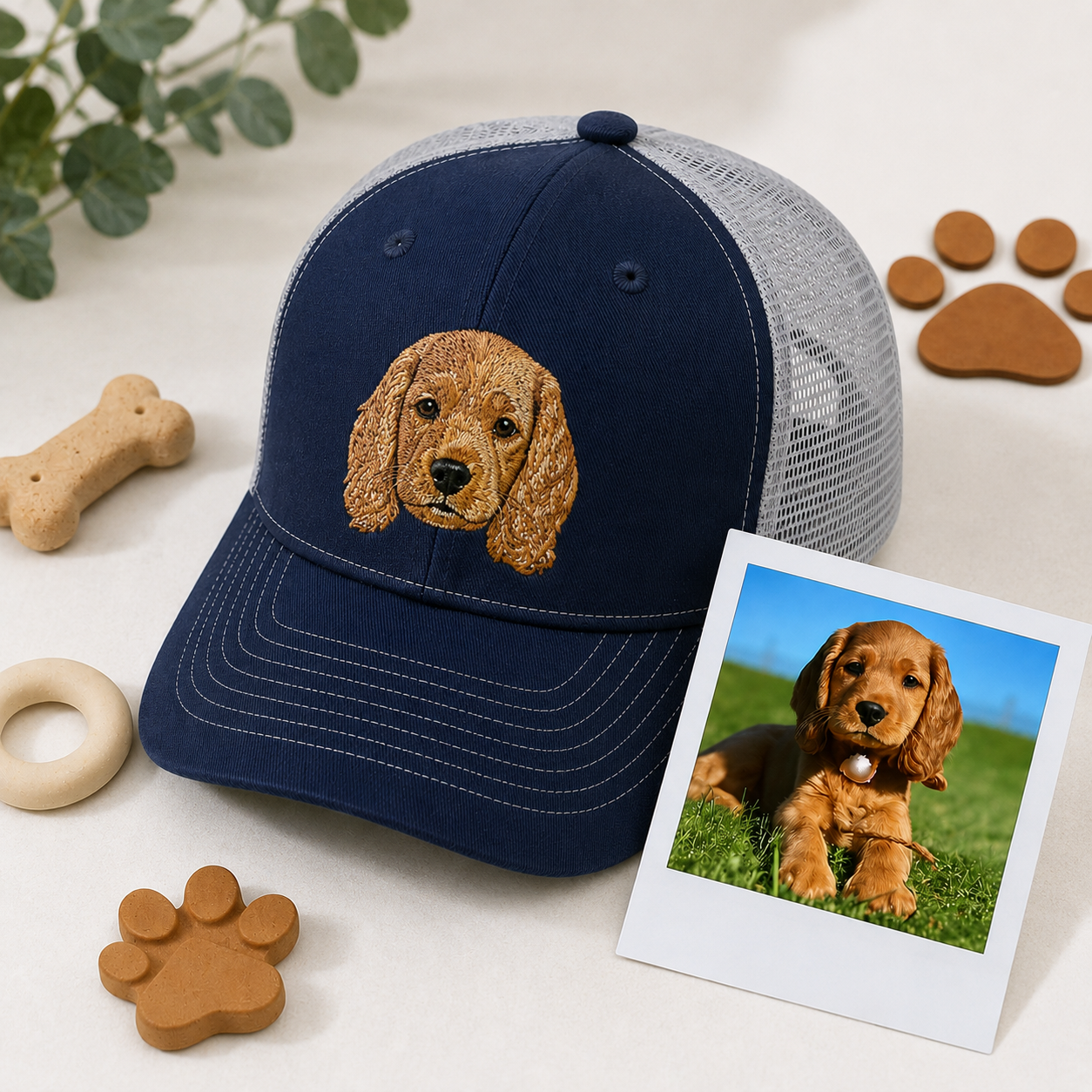 Custom Pet Photo Embroidered Hat with Name, Personalized Dog & Cat Portrait Cap, Pet Lover Gift, Pet Mom Gift, Pet Dad Gift