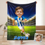 Personalized AI Cartoon Beach Towel | Custom Photo, Name & Sports Theme Gift