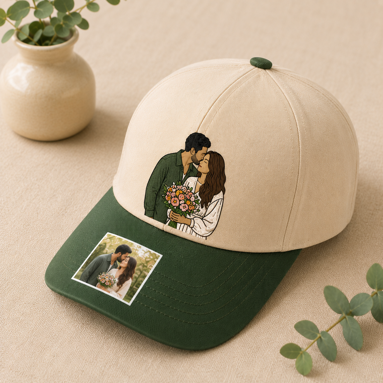 Romantic Couple Gift Personalized Couple Dad hat with Your Photo--Dad hatfor Boyfriend Girlfriend, Personalized Anniversary & Valentine’s Day Gift